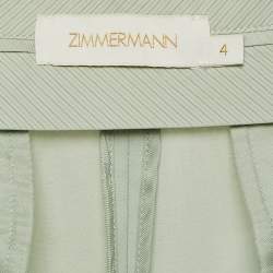 Pre Owned Zimmermann Light Green Wool Blend Wide Leg Trousers XL
