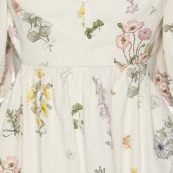 مملوكة مسبقًا Zimmermann White Floral Print Cotton Jeannie Open Back Ruffled Mini Dress M