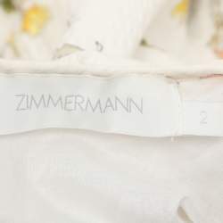 مملوكة مسبقًا Zimmermann White Floral Print Cotton Jeannie Open Back Ruffled Mini Dress M