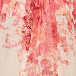 Zimmermann Pink Floral Print Crepe Applique Detail Top S