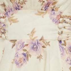 Zimmermann Beige Floral Print Linen Shorts and Top Set XS
