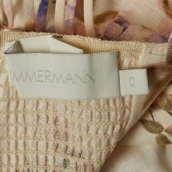 Zimmermann Beige Floral Print Linen Shorts and Top Set XS