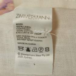 Zimmermann Beige Floral Print Linen Shorts and Top Set XS