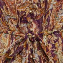 Pre Owned Zimmermann Purple Paisley Print Silk Ladybeetle Ruffled Mini Dress M