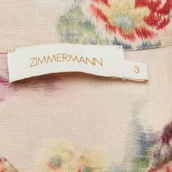 Zimmermann Pink Wavelength Print Linen Belted Mini Dress L