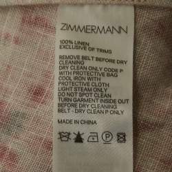 Zimmermann Pink Wavelength Print Linen Belted Mini Dress L