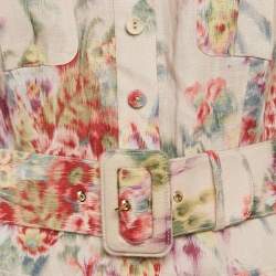 Zimmermann Pink Wavelength Print Linen Belted Mini Dress L