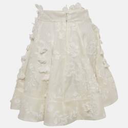 Zimmermann White Floral Applique Linen Blend Postcard Skirt S