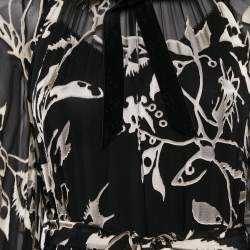 Pre Owned Zimmermann Black Silk Blend Jacquard Tiered Ladybeetle Swing Maxi Dress XS