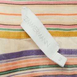 Pre Owned Zimmermann Yellow Striped Cotton Wrap Crop Top M