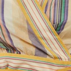 Pre Owned Zimmermann Yellow Striped Cotton Wrap Crop Top M