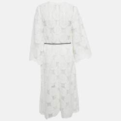 Pre Owned Zimmermann White Patterned Crochet Junie Midi Dress L