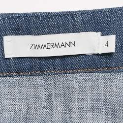 Pre Owned Zimmermann Blue Denim Wylie Braid Detail Mini Dress XL