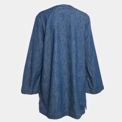 Pre Owned Zimmermann Blue Denim Wylie Braid Detail Mini Dress XL