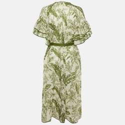 Pre Owned Zimmermann Green Printed Cotton Belted Long Dress S