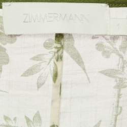 Pre Owned Zimmermann Green Printed Cotton Belted Long Dress S