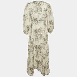 Pre Owned Zimmermann White Printed Linen Maxi Dress M