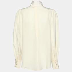 Zimmermann Cream Silk Neck Top M