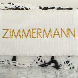 Pre Owned Zimmermann Black/White Empire Guipure Lace Wide Leg Pants L