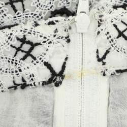 Pre Owned Zimmermann Black/White Empire Guipure Lace Wide Leg Pants L