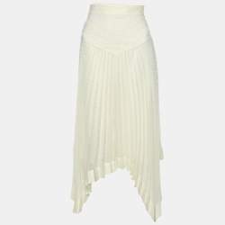 Zimmermann Cream Espionage Sunburst Pleated Lace Skirt L