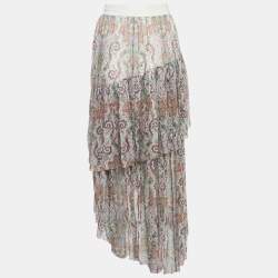 Zimmermann Multicolor Paisley Print Chiffon Tiered Midi Skirt M