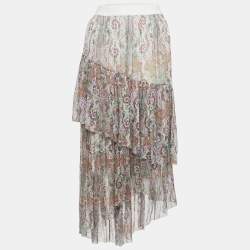 Zimmermann Multicolor Paisley Print Chiffon Tiered Midi Skirt M