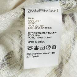 Pre Owned Zimmermann Beige Floral Print Linen Belted Playsuit M