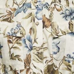 Pre Owned Zimmermann Beige Floral Print Linen Belted Playsuit M