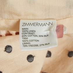 Pre Owned Zimmermann Peach Pink Linen Painted Heart Contour Mini Dress L