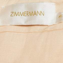 Pre Owned Zimmermann Peach Pink Linen Painted Heart Contour Mini Dress L