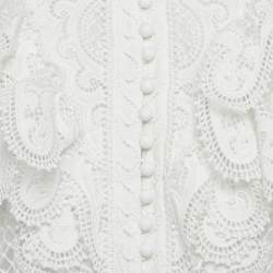 Zimmermann White Wave Lace Linen Tiered Midi Dress M