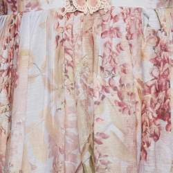 Pre Owned Zimmermann Pink Botanica Butterfly Linen Blend Maxi Dress M