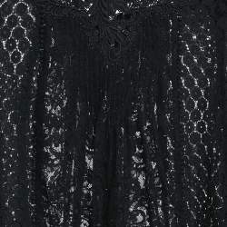 Zimmermann Black Lace Pleated High Neck Blouse M