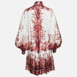 Pre Owned Zimmermann Multicolor/Red Floral Print Silk Pleated Mini Dress S