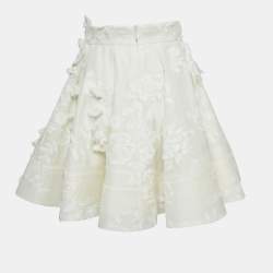Zimmermann White Applique Detail Lenin Flared Skirt M