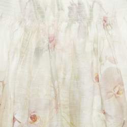 Pre Owned Zimmermann Multicolor Floral Print Linen Blend Raw Edge Detail Short Skirt S
