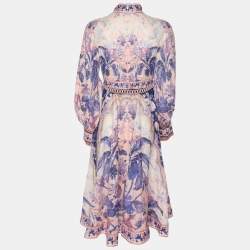 مملوكة مسبقًا فستان زيمرمان لينن متعدد الألوان بأكمام منتفخة مي دي مقاس صغير جداً (إكس سمول)