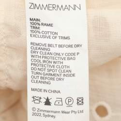 Zimmermann Cream Ramie Lyre Trim Midi Dress XS