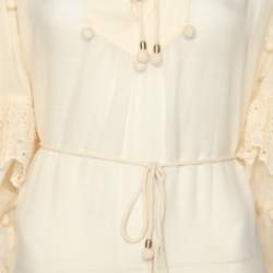Zimmermann Cream Ramie Lyre Trim Midi Dress XS