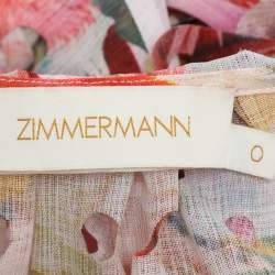 مملوكة مسبقًا Zimmermann Multicolor Floral Print Laser-Cut Gauze Frilled Prima Gown S