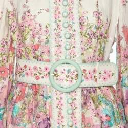 مملوكة مسبقًا Zimmermann Multicolor Lenin Print Jude Buttoned Mini Dress XS