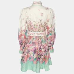 مملوكة مسبقًا Zimmermann Multicolor Lenin Print Jude Buttoned Mini Dress XS