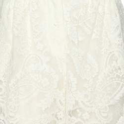 Pre Owned Zimmermann White Lace Wonderland Wide Leg Pants XS