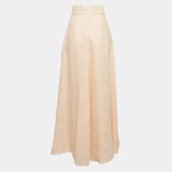 Pre Owned Zimmermann Peach Pink Linen Belted Maxi Skirt L
