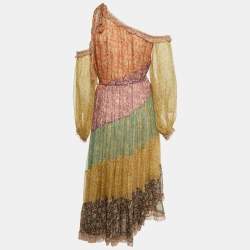 Zimmermann Multicolor Floral Print Silk Paneled Carnaby Midi Dress M