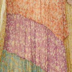 Zimmermann Multicolor Floral Print Silk Paneled Carnaby Midi Dress M