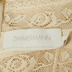 Pre Owned Zimmermann Cream Lace Halliday Mini  Dress L