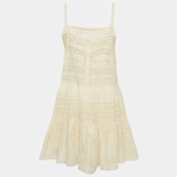 Pre Owned Zimmermann Cream Lace Halliday Mini  Dress L