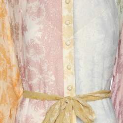 Pre Owned Zimmermann Multicolor Crinkle Silk Georgette Dancer Lantern Midi Dress XS